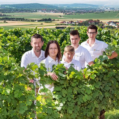 Familie Schoderböck-Englhart in den Weinreben 